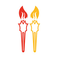 Burning Torch Fire Flame with Pillar column logo