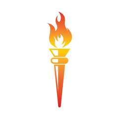 Burning Torch Fire Flame with Pillar column logo