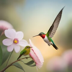 Fototapeta premium hummingbird on flower generated Ai