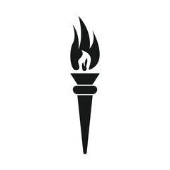 Burning Torch Fire Flame with Pillar column logo