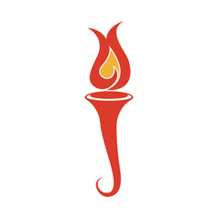 Burning Torch Fire Flame with Pillar column logo