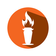 Burning Torch Fire Flame with Pillar column logo