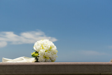 海とウェディングブーケ