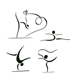 icon set rhythmic gymnastics, athletes silhouettes png