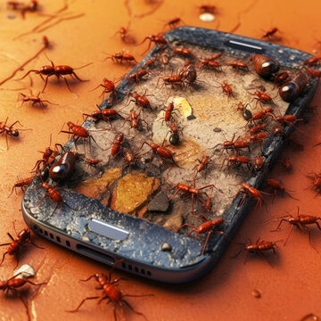 Smartphone eten by ants. 