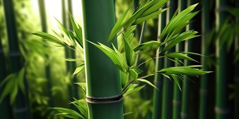 Obraz na płótnie Canvas AI Generated. AI Generative. Eco green leaf plant tree bamboo. Asian Japan Chinese culture tradition vibe. Graphic Art