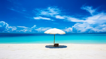 beach with umbrella, Beach sand with chair and umbrella relaxation mode