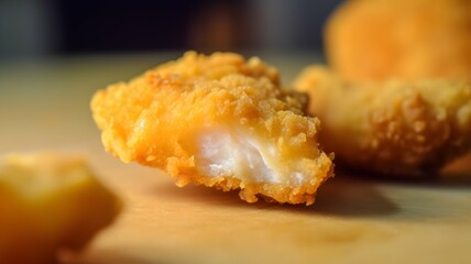 Fried Tasty Chicken Nuggets - view of cut nuggets