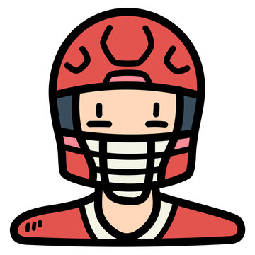 red baseball catcher helmet portrait clip art preview