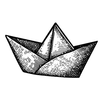 origami boat vector sketch