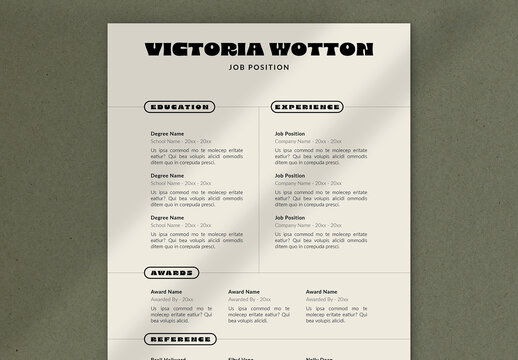 Resume and Cover Letter with Bold Typography