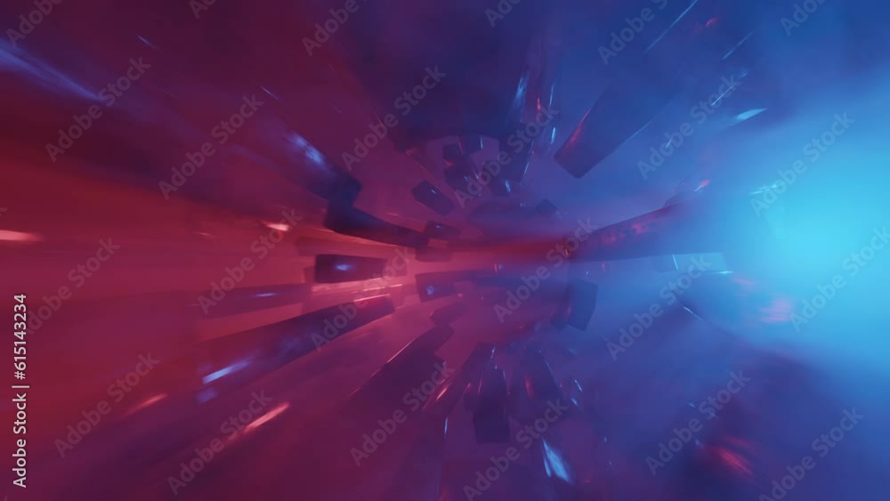 Poster abstract seamless loop rotation animation hyper jump in deep space background. wormhole solar system