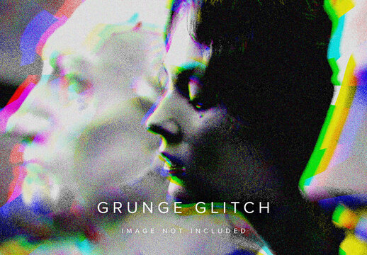 Grunge Glitch Image Effect Mockup