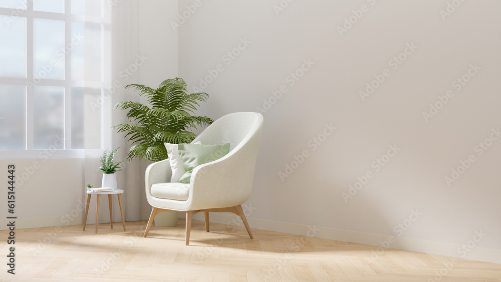 Wall mural modern vintage interior of living room - 3d rendering