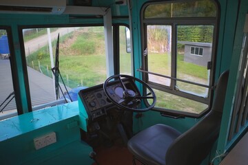 Interior of an old bus