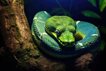 Green Snake Coiled - AI Generated