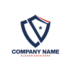 CD logo monogram with shield shape design template