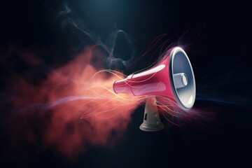 Megaphone and colored smoke, Generative AI
