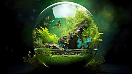 Illustration image, Nature and Sustainability, Eco-friendly Living and conservation, Concept art of Earth and animal life in different environments, Generative AI illustration