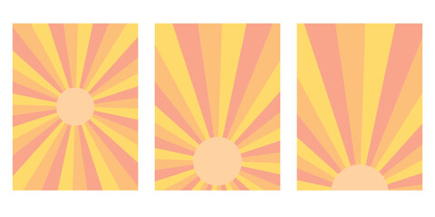 Obraz premium Sun backgrounds set in a retro style. Vector illustration