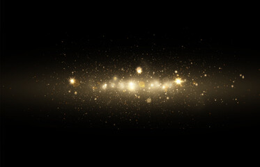 Eps 10 vector sparkling bright gold dust, shiny glowing luxury background.