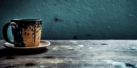 AI Generated. AI Generative. Vintage retro antique coffee tea cup mug mockup. Cafe restaurant bar decoration wall mock up. Graphic Art I