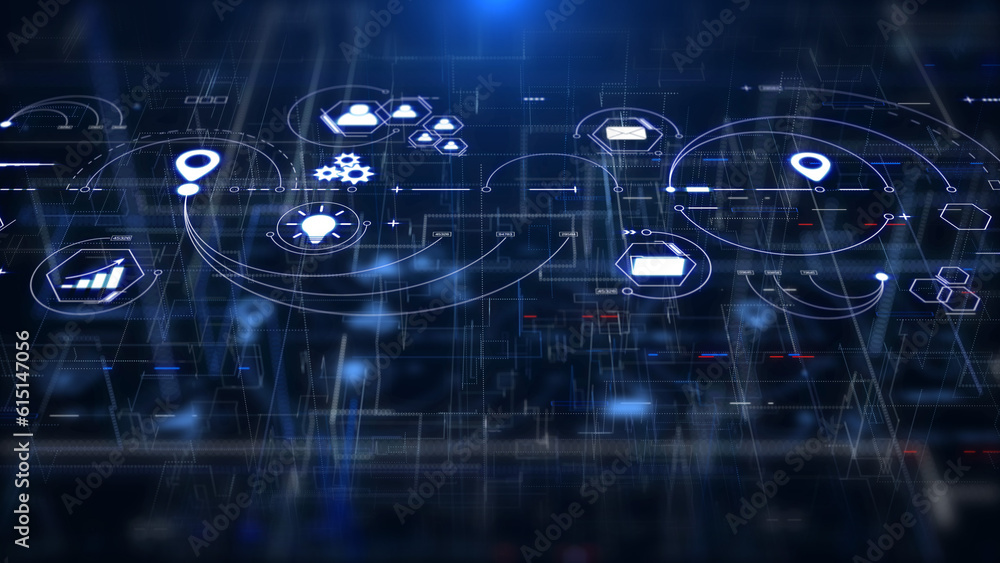Poster technology data business analysis and strategy, professional financial, digital link tech with futur