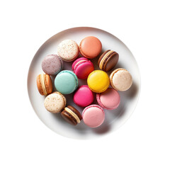 Plate of Colorful French Macaroons Isolated on A Transparent Background 