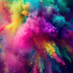 Obraz na płótnie Canvas colourful explosion for Happy Holi festival.Generative AI