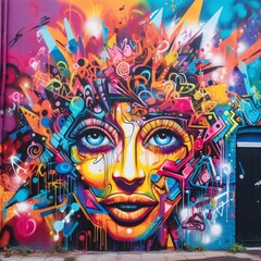 A street art-inspired graffiti design, filled with urban energy and expressive brushwork, reflecting the vibrant and diverse spirit of the city
