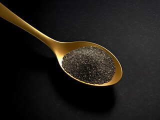 Chia seeds background with spoon