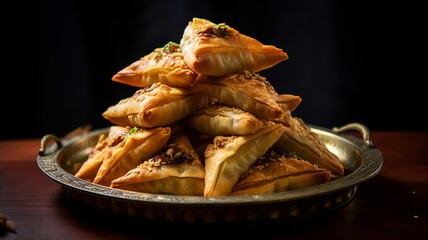 Savory Delights: Irresistible Sambusas Filled with Flavor - obrazy, fototapety, plakaty