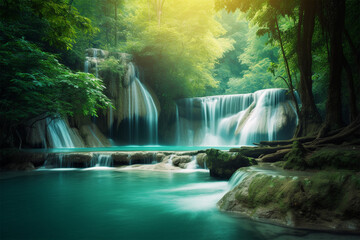 Generative AI.
beautiful waterfall scenery background
