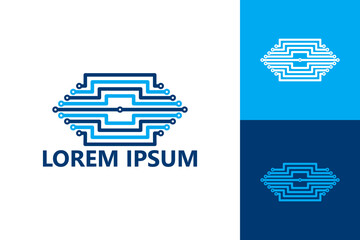 Cable network tech logo template design vector