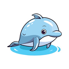 Fototapeta premium Joyful Aquatic Companion: Playful 2D Illustration of a Darling River Dolphin