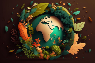 World environment and mother earth day concept with surreal, colorful Earth.