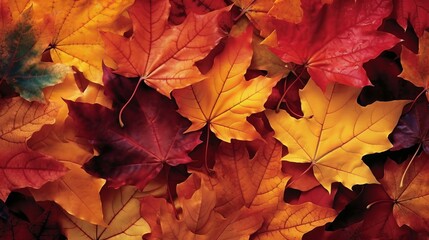 Autumn leaves vibrant in various shades. AI generated