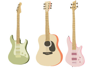 set guitar electronic, bass, acoustic