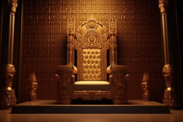 A throne of gold for a king and queen, but it is empty for no one to sit on  created by generative AI