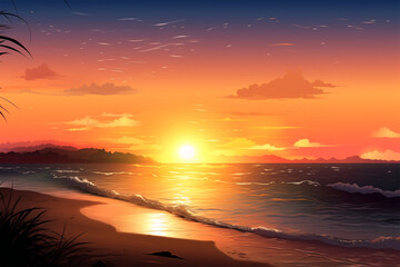 Fototapeta na wymiar Generative AI. beach sunset view background