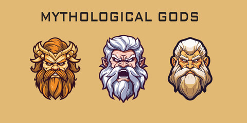 set of Mythological gods olympian logo vector - obrazy, fototapety, plakaty