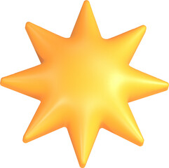 3D Eight Point Star Icon Illustration