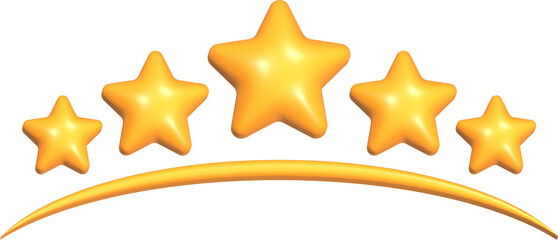 3D Five Star Icon Illustration Rating