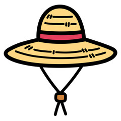 straw hat filled outline icon style