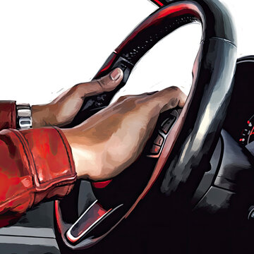 a man in a car honking the horn