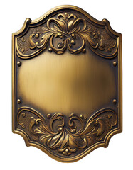 Vintage brass name plate on transparent background