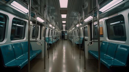 Obraz premium interior mrt train ,commuter line interior ,generative ai