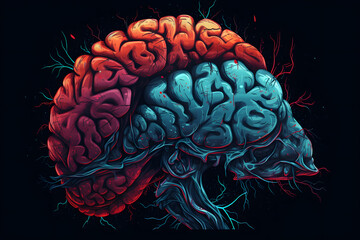 A Vibrant Illustration of the Brain's Artistry. Generative AI