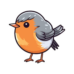 Fototapeta premium Joyful Feathered Friend: Playful 2D Illustration of a Darling Robin