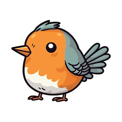 Joyful Feathered Friend: Playful 2D Illustration of a Darling Robin
